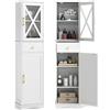 COSTWAY Armadietto da Bagno 40 x 30 x 168 cm, Colonna Bagno con Cassetto, 2 Ante e 3 Ripiani Regolabili, Mobiletto Salvaspazio per Cucina, Soggiorno e Ufficio (Bianco)