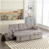 Soweiz Divano Letto Multifunzionale Con Chaise Longue Sostituibile, Sedile Portaoggetti, Forma L, Ad Angolo per Soggiorno (Light Gray)