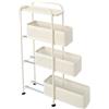 KAPIPALA Carrello da cucina sottile a 4 piani con ruote e cesti estraibili, 15 cm, per cucina, bagno, soggiorno, acciaio al carbonio, cestini ventilati, bianco latte (40 x 15 x 89,5 cm)