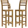 Casaria® Set 2 Sgabelli Rustici in Legno con Schienale 75cm con Poggiapiedi Sgabello Sedie Bar Giardino