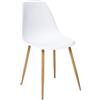 ATMOSPHERA CREATEUR D'INTERIEUR Atmosphera - Sedia Taho bianca, gambe effetto legno - L 46 x P 52 x H 86 cm - Stile scandinavo - Per cucina, sala da pranzo, ufficio