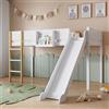 Rtopsu Letto a Castello per Bambini in Legno 90x200 cm con Scala e Scivolo, Struttura del Letto con Scaffale, Letto per Ragazzi con Protezione Anticaduta e Rete a Doghe, Bianco, Senza Materasso