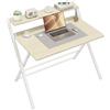 Yaheetech Scrivania Pieghevole per Computer a 2 Livelli 100 cm Tavolo Pieghevole in Legno Moderno Design Scrivania Salvaspazio Compatto Tavolino con Ripiano per Monitor Legno Chiaro/Grande