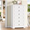 hefoths 131 cm di Altezza Comò Bianco con 6 Cassetti, Mobile con Finitura Legno, Cassettiera per Camera da Letto, Corridoio, Soggiorno, 68×39,5×131 cm