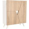 MyosHome - Mobile ingresso, Buffet per il soggiorno, Credenza d'ingresso, Mobile buffet cassettiera in rovere e bianco 80 x 94 x 34 cm. Marte