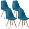 BenyLed Set di 4 sedie da sala da pranzo scandinave moderne con seduta imbottita e gambe in legno di faggio, ideali per sala da pranzo, cucina, soggiorno, camera da letto，Turchese