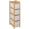 5 five simply smart 5five - scaffale sottile con 4 cestini tidy box in bambù