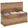 HOMCOM Cassapanca Contenitore da Interno 113L con Coperchio Ribaltabile, Baule Contenitore per Soggiorno e Ingresso, Panca Contenitore, Effetto Legno Marrone