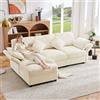Soweiz Divano angolare a forma di L con poggiapiedi, convertibile 3 posti, 4 cuscini, braccioli regolabili, tessuto ciniglia, adatto per soggiorno/ufficio/appartamento, 218 x 156,5 x 86 cm (beige)