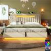 HOXINBLY Letto Matrimoniale con Contenitore 140x200 cm con LED e USB, Idraulico con testiera e Contenitore, Letto Una Piazza e Mezza con Rete a doghe,Struttura in Lino Beige(Senza Materasso)