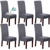 LINGKY Pelle Scamosciata Sala da Pranzo Coprisedie Sedia da Pranzo Fodera Idrorepellente Coprisedili per Sedia in Velluto, Protezione Morbida Rimovibile con Schienale Alto (Grigio,Set of 6)