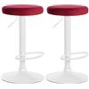 CLP Set di 2 sgabelli da bar Ponte velvet I Sgabello regolabile in altezza con struttura in metallo Colore rosso Materiale base Metallo bianco opaco