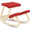 Varier Variable, L'originale Kneeling Chair, Sedia ergonomica, Naturale/Rosso, 10 anni di garanzia, Design di Peter Opsvik