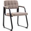 CLP Sedia con braccioli Canada B, sedia visitatore imbottita, struttura in metallo nero opaco, sedia da conferenza, sedia sala d attesa tessuto, Colore:tortora