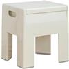 MANUKS Sgabello Basso Plastica Sgabello Portaoggetti Multifunzione Carico Massimo 150Kg Cambio Scarpe Sgabello per Soggiorno Camera da Letto Trucco,36×30×40cm (Bianco)