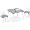 LIFEZEAL Tavolino Bambini, Tavolino e Sedie per Bambini 3-6 Anni, Tavolo Bambini con 2 Sedie con Schienale a Forma di Coniglio, Set Tavolo e Sedie in Legno, Set per Cameretta, Carico 20/40 kg (grigio)