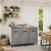 Linea Azzurra Sottolavello 120 Solo Mobile Cucina con 3 Ante in Legno Made in Italy H85xL120xP50 cm Facile da Montare (Vasca a Sinistra, Cemento)