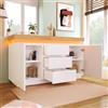 BNUZ Credenza lucida con 2 ante e 3 cassetti, illuminazione a LED (App Control), armadietto multiuso per soggiorno e camera da letto, bianco, 81 x 140 x 39 cm (n. 1 bianco)