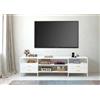 Chleby Mobile TV per TV da 70 pollici, Tavolino Porta TV con 4 cassetti, 4 scomparti aperti, 160 x 40 x 63 cm, Mobili TV con striscia luminosa a LED e prese per soggiorno, camera da letto, Bianco