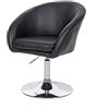 Mendler Sedia poltroncina Lounge Girevole HWC-F19 Metallo Cromato - Ecopelle Nero