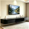 KSYGINXD Mobile TV Galleggiante Salvaspazio, Console Multimediale Montata A Parete Con Gestione Dei Cavi E Ampio Spazio Di Archiviazione Per Qualsiasi Stanza(Black,140x24x20cm)