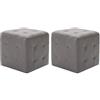 vidaXL 2X Comodini Imbottiti Telaio in Legno Stile Contemporaneo Morbidi Decorativi Pouf Notte Sgabelli Poggiapiedi Grigio in Similpelle