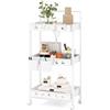 HOMASIS Carrello portaoggetti mobile a 3 livelli, carrello portaoggetti con ruote con 3 vassoi e 4 ganci, organizzatore mobile con maniglia per soggiorno, camera da letto, cucina, bagno, officina,