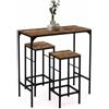 IDMarket - Tavolo da bar e 2 sgabelli DAYTON, alti 95 cm, con effetto anticato, design industriale