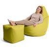 Avalon - Puff Poltrona Sacco Grande con Poggiapiedi Jive Deluxe Sfoderabile, Pouf di Qualità Sartoriale, Bean Bag per Sedersi Ergonomico, Tessuto Antistrappo Impermeabile, Made in IT (Verde Acido)