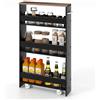 GIANTEX Carrello per Nicchia con Ruote, 4 Livelli，Carrello di Servizio Stretto Salvaspazio, da Bagno, Scaffale da Cucina Sottile 47,5 x 13 x 80,5 cm (Marrone+Nero, Largo 13 cm)