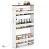 KOMFOTTEU Carrello Portaoggetti a 4 Ripiani con Ruote Rirevoli a 360°, Carrellino Scorrevole con Maniglia Slim, da Bagno, Cucina, Lavanderia, 47,5 x 13 x 80,5 cm (Bianco e Marrone, Con Presa)