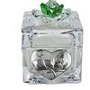 DLM Bomboniere DLM 34454-verde (Kit 12 Pezzi) Scatola Scatolina Porta Confetti in Vetro con Fiore colorato in Cristallo e Cuore Santa Cresima Confettata_Verde bomboniera