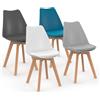IDMarket - Set di 4 sedie scandinave SARA in grigio scuro, grigio chiaro, bianco e blu