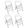 milani home - Set Di 4 Sedie Pieghevoli Slim Bianche Opache Struttura Grigia Per Interno Sala Da Pranzo Salotto Cucina Ufficio - Bianco
