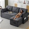 Rvjiahe Divano letto con funzione letto, divano a L, design moderno, mobili imbottiti, divano, poltrona lounge con spazio di archiviazione, con portabicchieri, divano letto per soggiorno, intercambiabile a