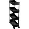 Generic Carrello Portaoggetti con Ruote Altezza Aumentata tra i Ripiani (21cm) Realizzato in Plastica PP Organizzatore per Spazi Stretti in Cucina e Lavanderia(Black,40 * 15 * 88cm)