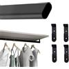 Evotrade 2 METRI Bastone Tubo Asta Appendiabiti Ovale 15x30 in Metallo per Armadio Guardaroba - Made in ITALY Verniciato a Polveri - Barra 2 Metri Con 4 Supporti Laterali In Tinta - Colore Metal Grey