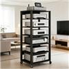 Generico Rack Audio Mobile con Ruote Universali,Mobiletto Portaoggetti Stereo Audio A 7 Ripiani,Mobile Stereo Hi Fi Rack HiFi per Soggiorno, Ufficio, Home Theater,Supporto TV Angolare(Nero)