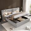 Ymkua Letto Imbottito Letto Matrimoniale 180x200 cm, Letto con LED e USB-Port, Idraulica Letto con Rete a Doghe e Morbida e ampia Testiera, Letto con Contenitore, Velluto, Senza Materasso