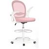 naspaluro Sedia Ufficio, Sedia Scrivania con Supporto Lombare, Poltrona Ufficio in Rete Traspirante, Sedia da Ufficio Ergonomica Braccioli e Altezza Regolabili, Rosa