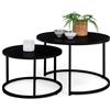 IDMarket - Set di 2 tavolini tondo 54/70 in metallo nero opaco, design industriale DAVIS