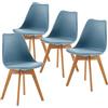 EGGREE Set di 4 Sedie Sala da Pranzo Sedie da Cucina con Gambe in Legno Sedie Ufficio Imbottita in Pelle PU Moderne Design, Morandi Azzurro