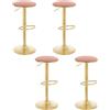 WOLTU Sgabelli da Cucina Set di 4 Girevoli a 360°, Sgabelli da Bar Regolabili in Altezza da 60 a 80,5 cm, Sgabelli Alti con Seduta in Velluto per Sala da Pranzo, Soggiorno, Bar, Rosa, BH302rs-4