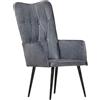 vidaXL Poltrona Wingback Grigia in Vera Pelle
