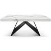 PAZZO DESIGN Tavolo Allungabile Giuseppe, Gambe Incrociate Nere, Tavolo Cucina, Soggiorno, Color Bianco Statuario Opaco, Effetto Marmo, Made In Italy, 160 x 90 x 77 cm - id_2310
