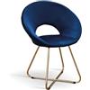 PAZZO DESIGN Sedia Iris Set Da 2 sedie, Sedie Cucina, Sedie Soggiorno, Sedie Velluto, Sedia Design, Blu, Gambe Metallo Oro - id_2133
