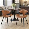 Zouron Set di 2 Sedia da pranzo (schienale in legno curvato), poltrona (gambe in noce), imbottita in ecopelle, sedia da ufficio per la casa,Marrone