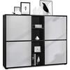 Vladon Credenza Cuba V3, nero opaco/grigio chiaro semilucido - Credenza moderna con 12 scomparti (130,5 x 105,5 x 35,5 cm)