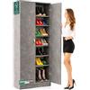 BAKAJI Armadio Scarpiera Gabriella a 2 Ante con 6 Ripiani Altezza 182 cm, Porta Scarpe in Legno Multiuso, Mobile Alto Portascarpe Salvaspazio Indipendente Design Minimal Armadietto Organizer (Cemento)
