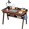 Generic Scrivania in legno massello con cassetti, scrivania della metà del secolo, scrivania per computer con 2 cassetti e ripiano portaoggetti, scrivania per casa e ufficio con ganci per piccoli spazi